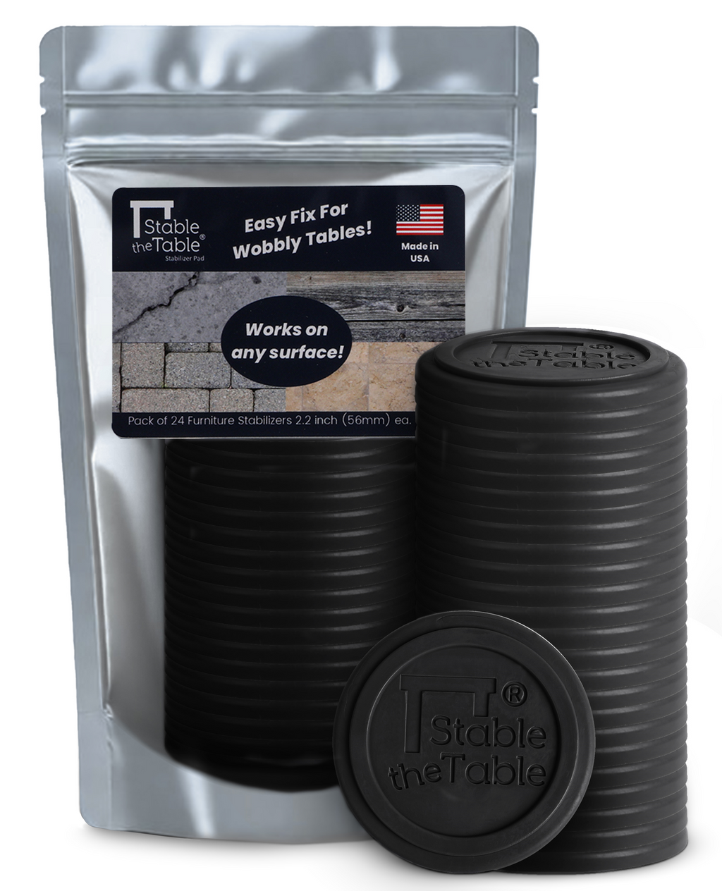 Stable the Table: 24 Pack Charcoal Round