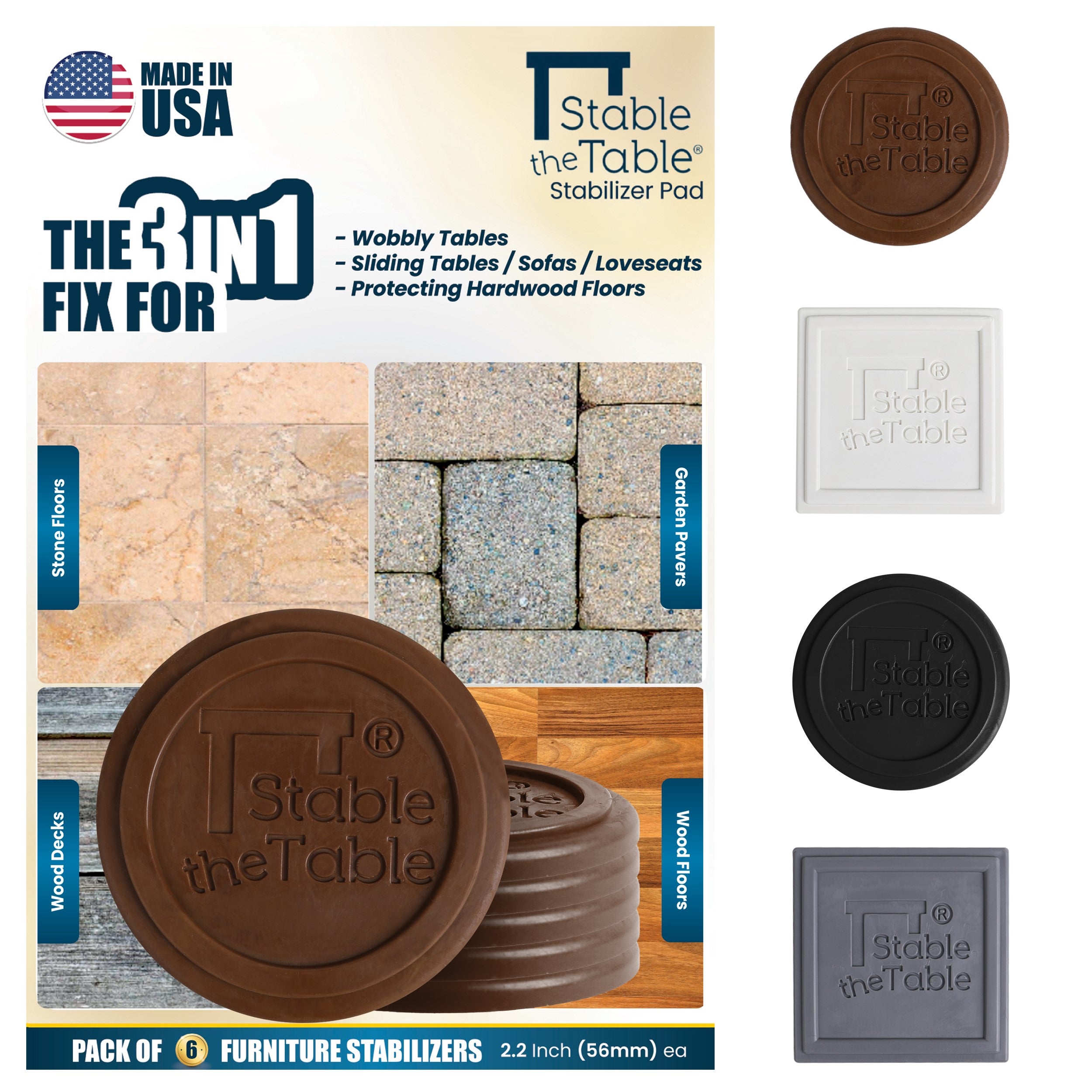 Stable the Table: 6 Pack Walnut Round