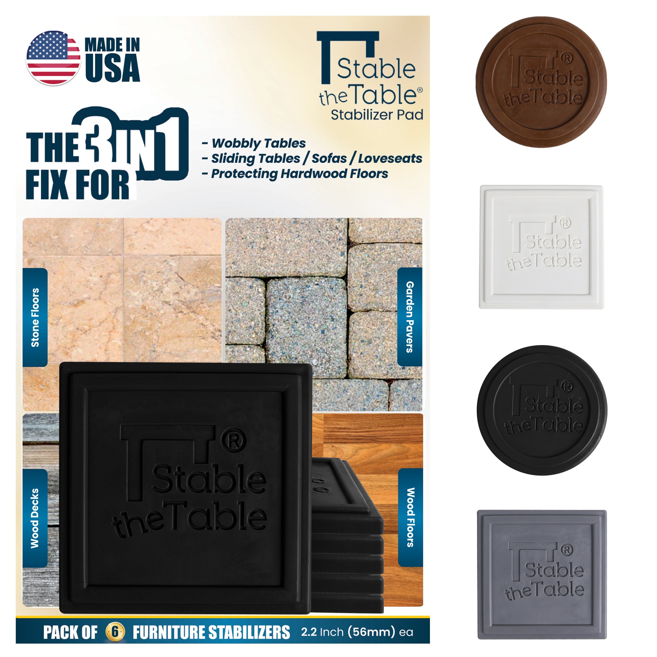 Stable the Table: 6 Pack Black Square