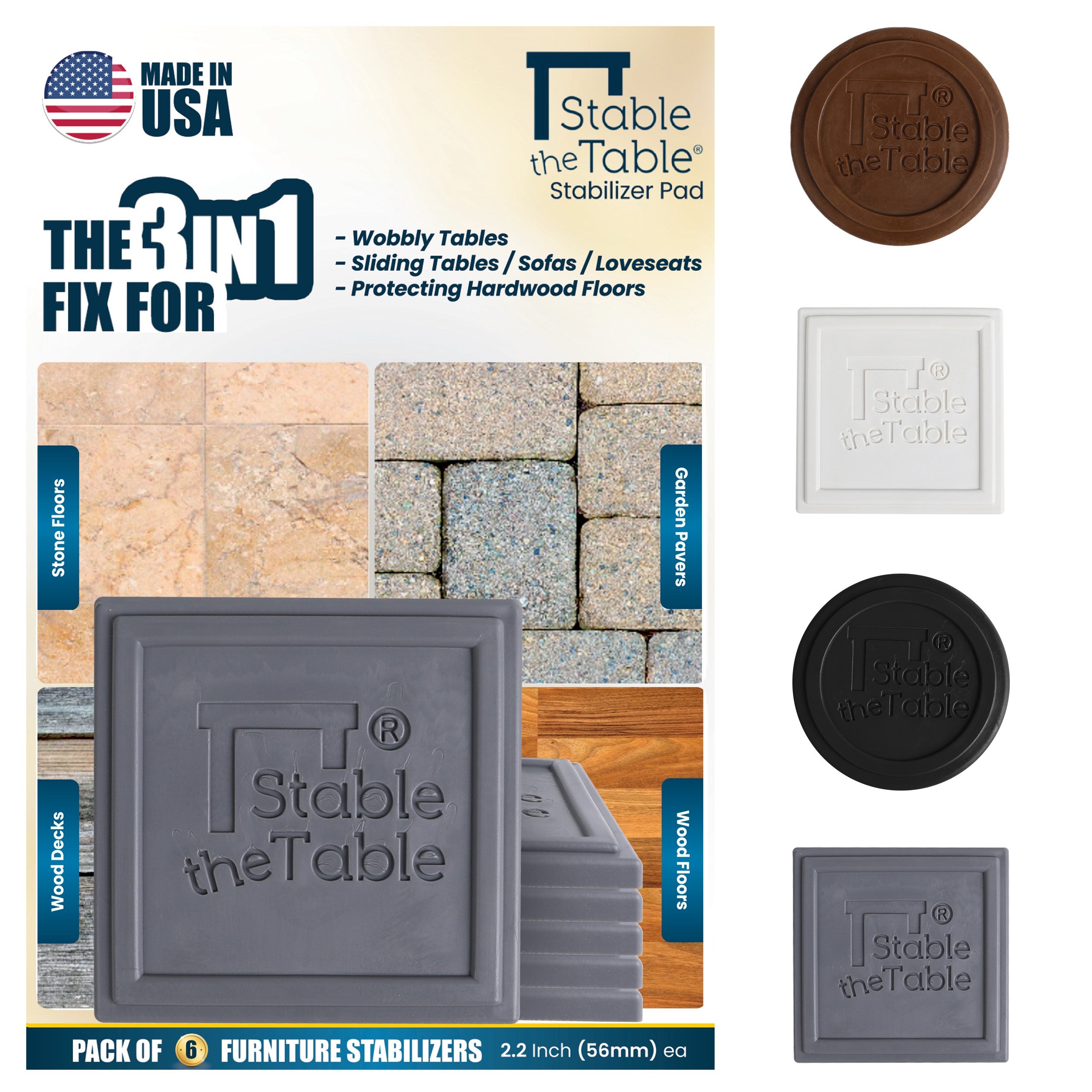 Stable the Table: 6 Pack Grey Square