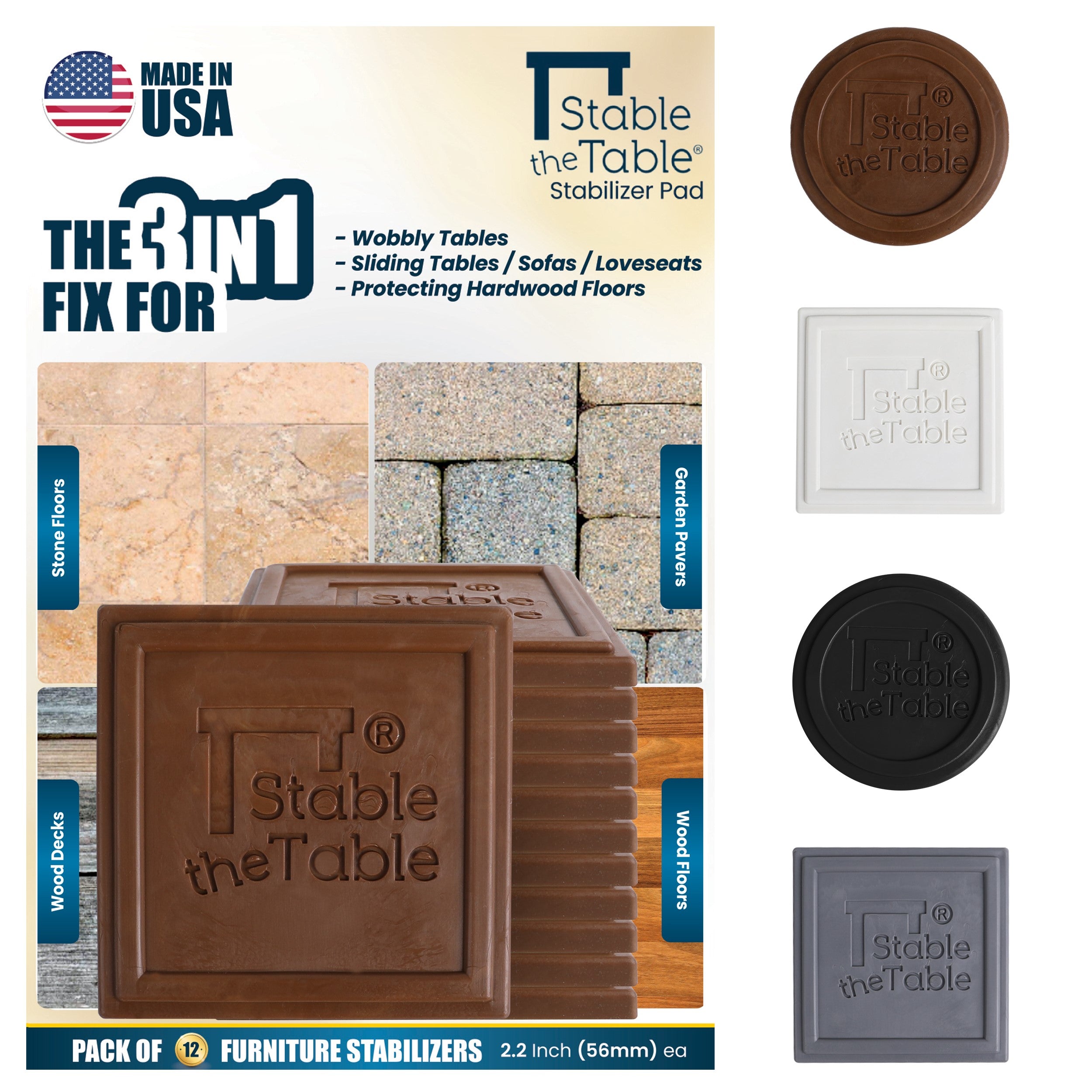 Stable the Table: 12 Pack Walnut Square