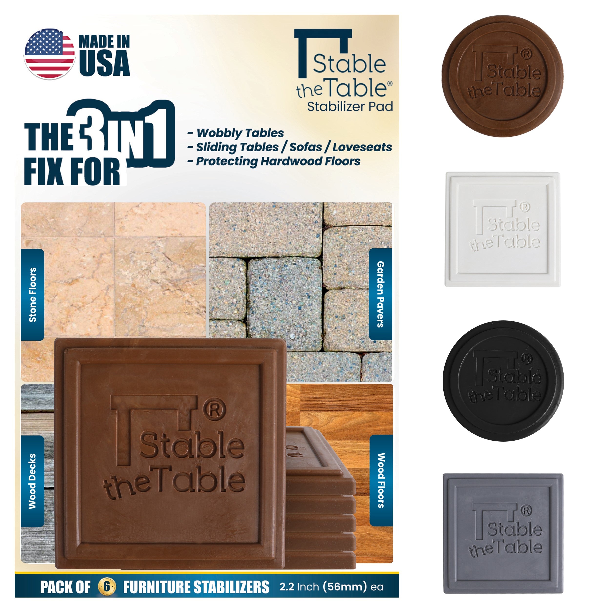 Stable the Table: 6 Pack Walnut Square