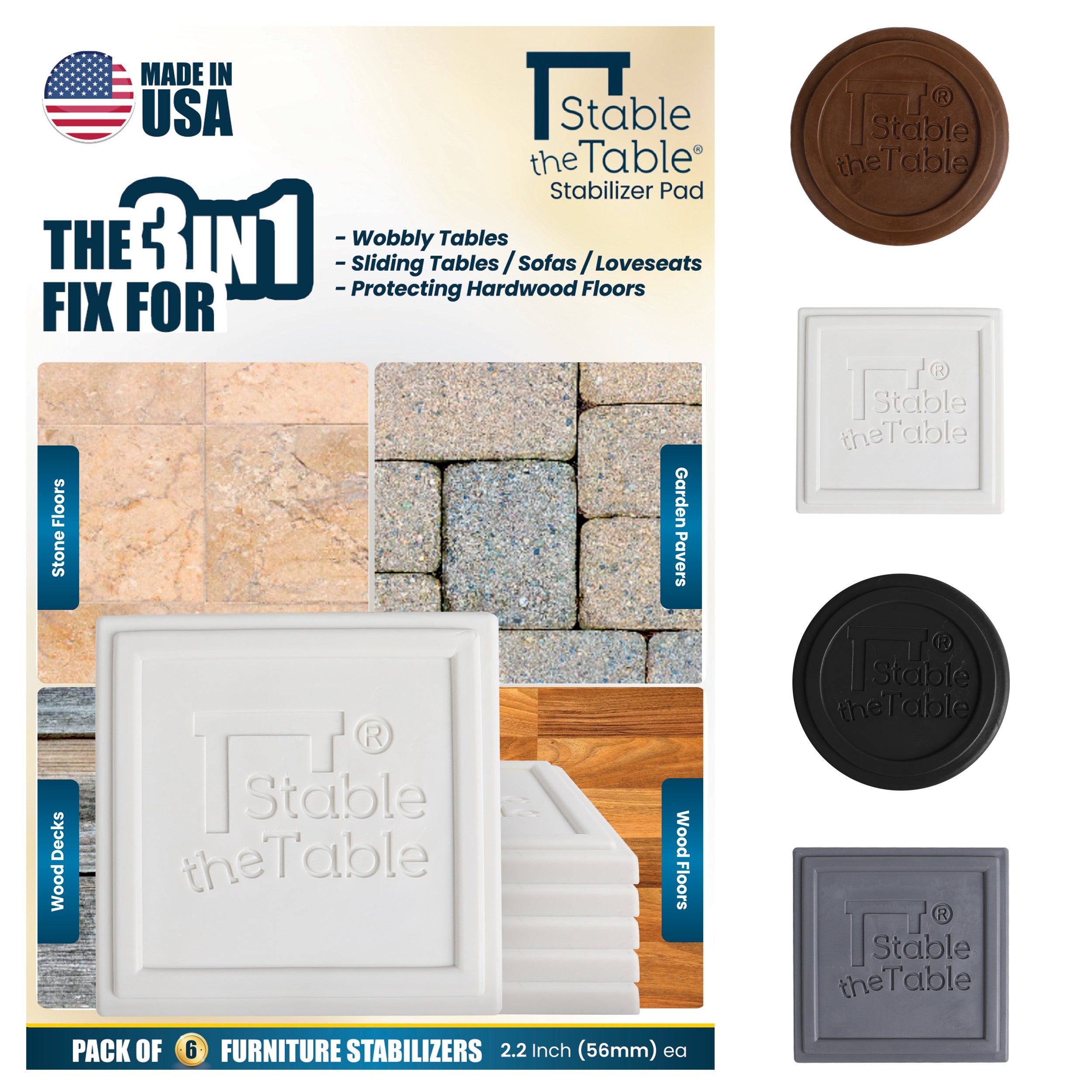 Stable the Table: 6 Pack White Square