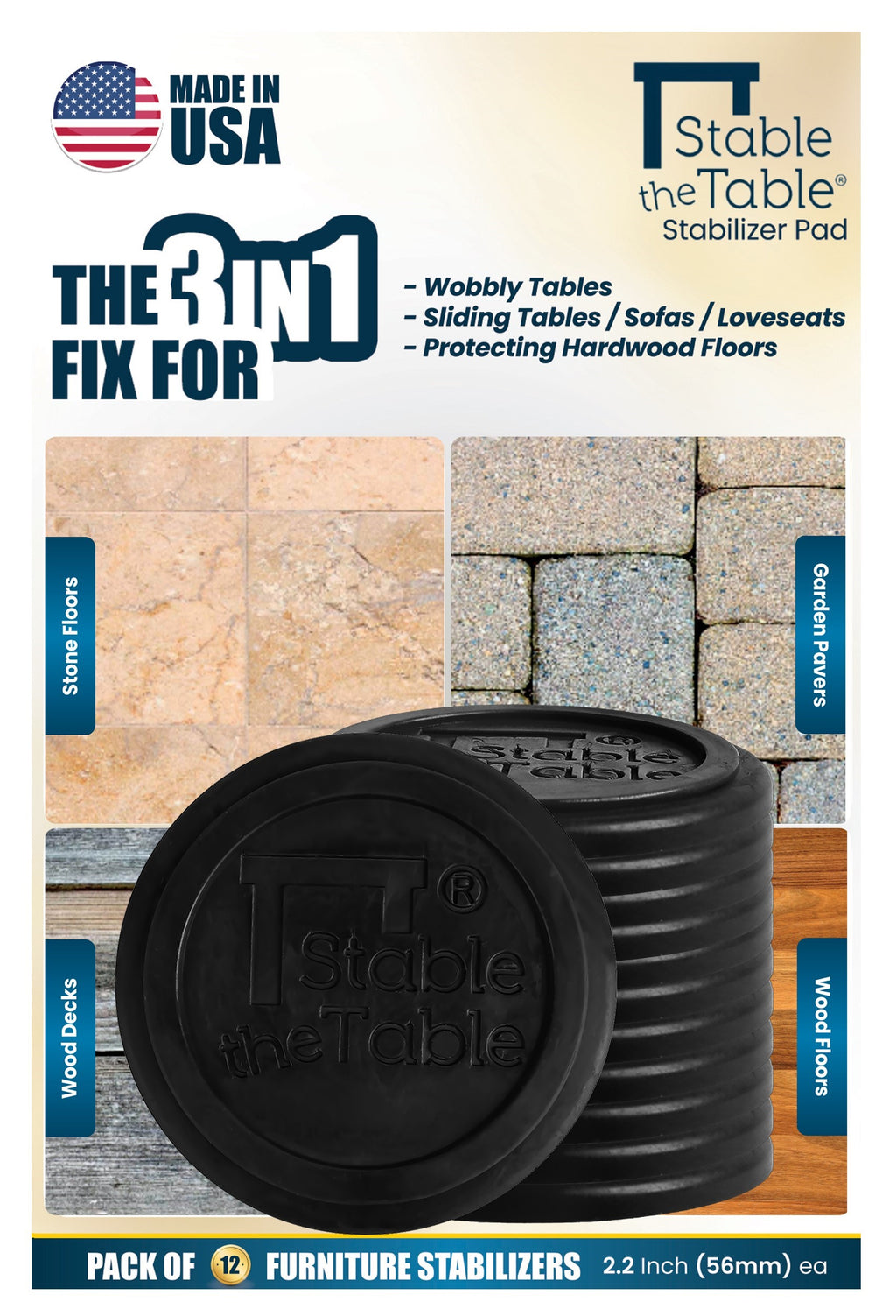 Stable the Table: 12 Pack Black Round