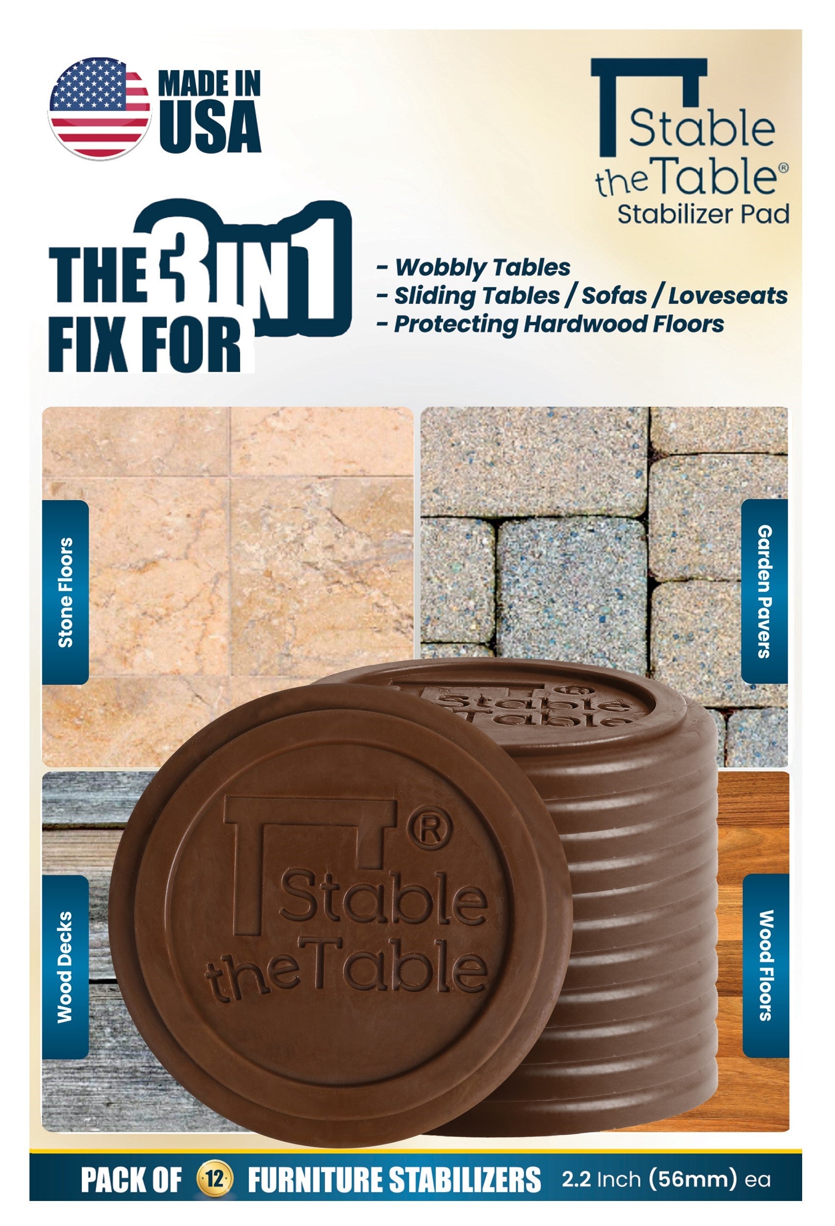 Stable the Table: 12 Pack Walnut Round