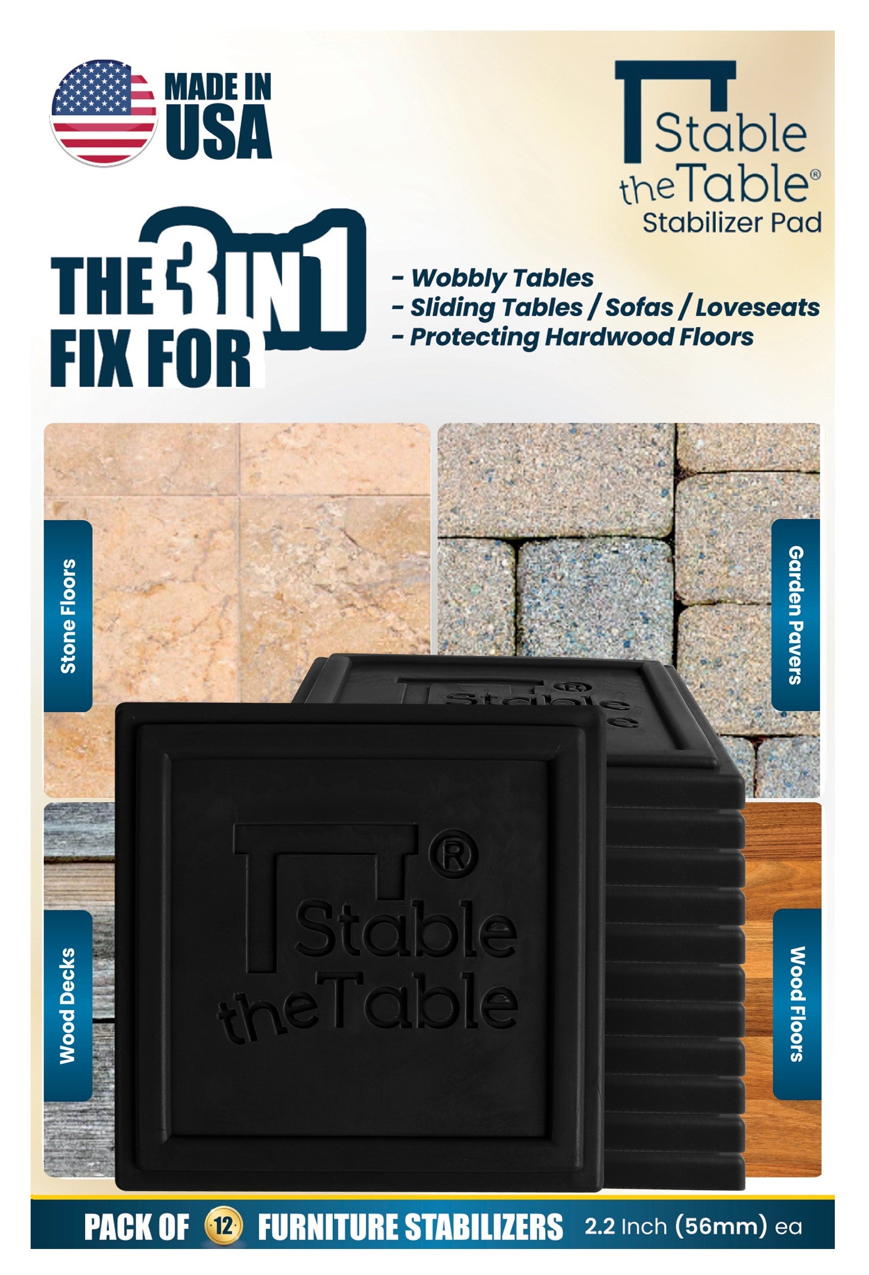 Stable the Table: 12 Pack Black Square