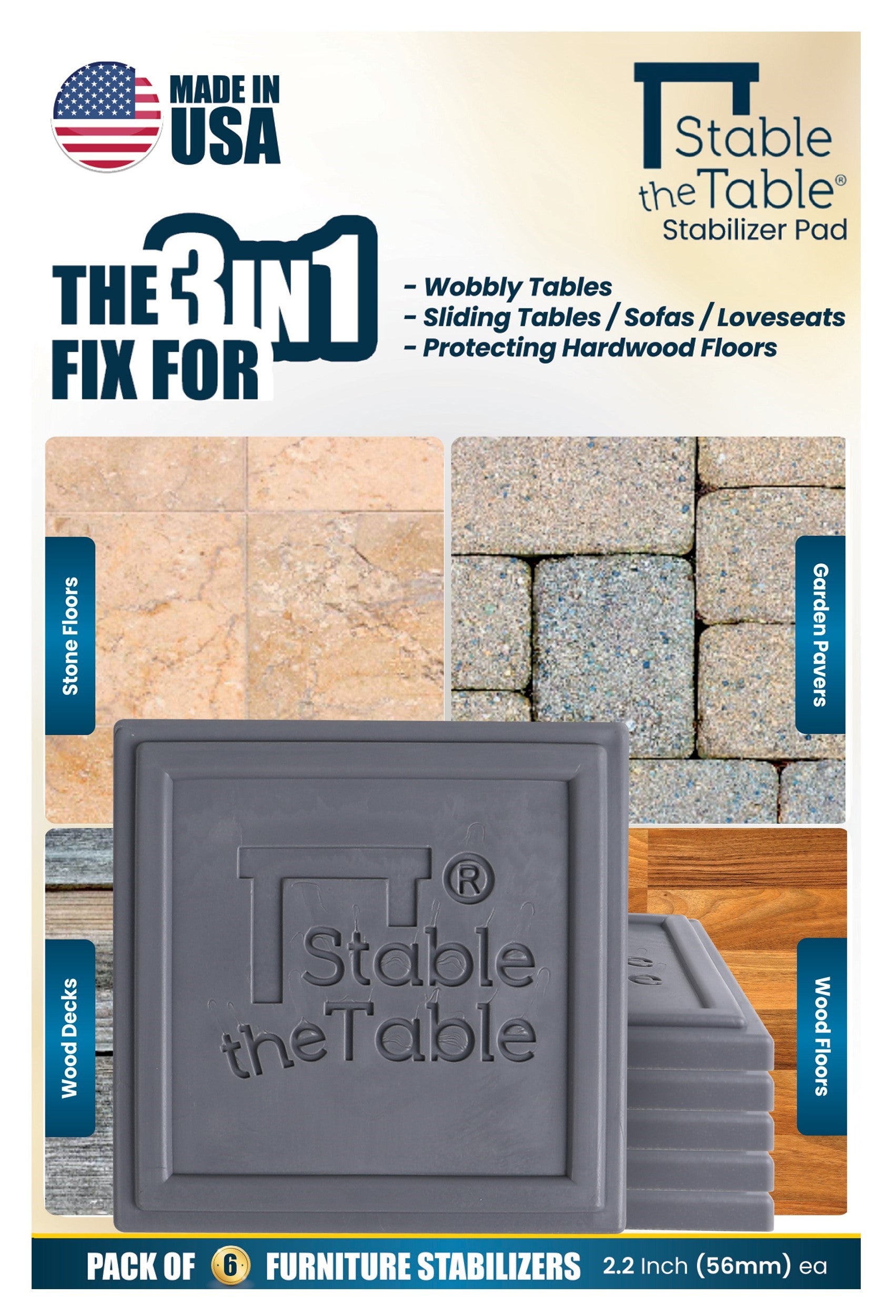 Stable the Table: 6 Pack Grey Square