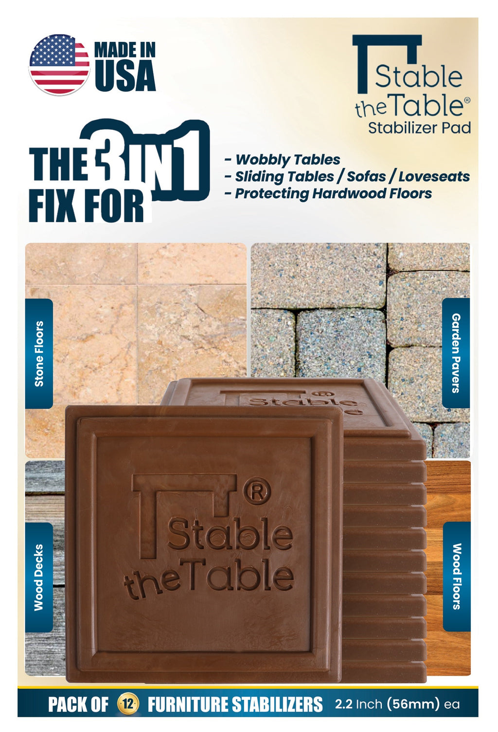 Stable the Table: 12 Pack Walnut Square