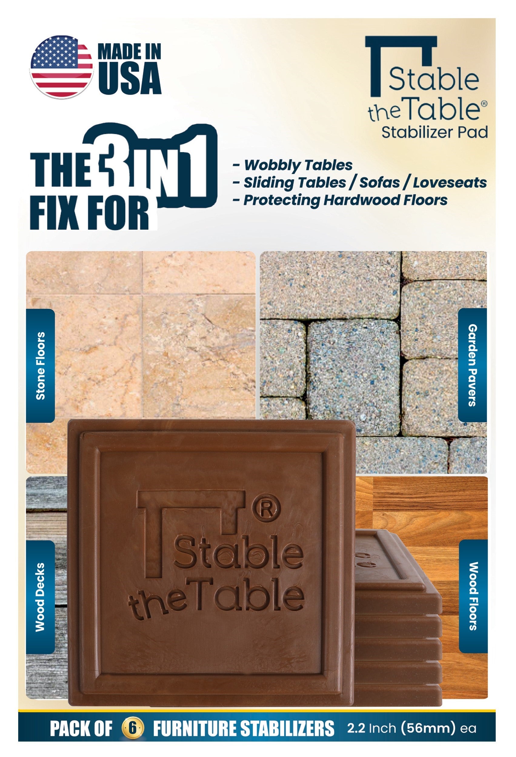 Stable the Table: 6 Pack Walnut Square
