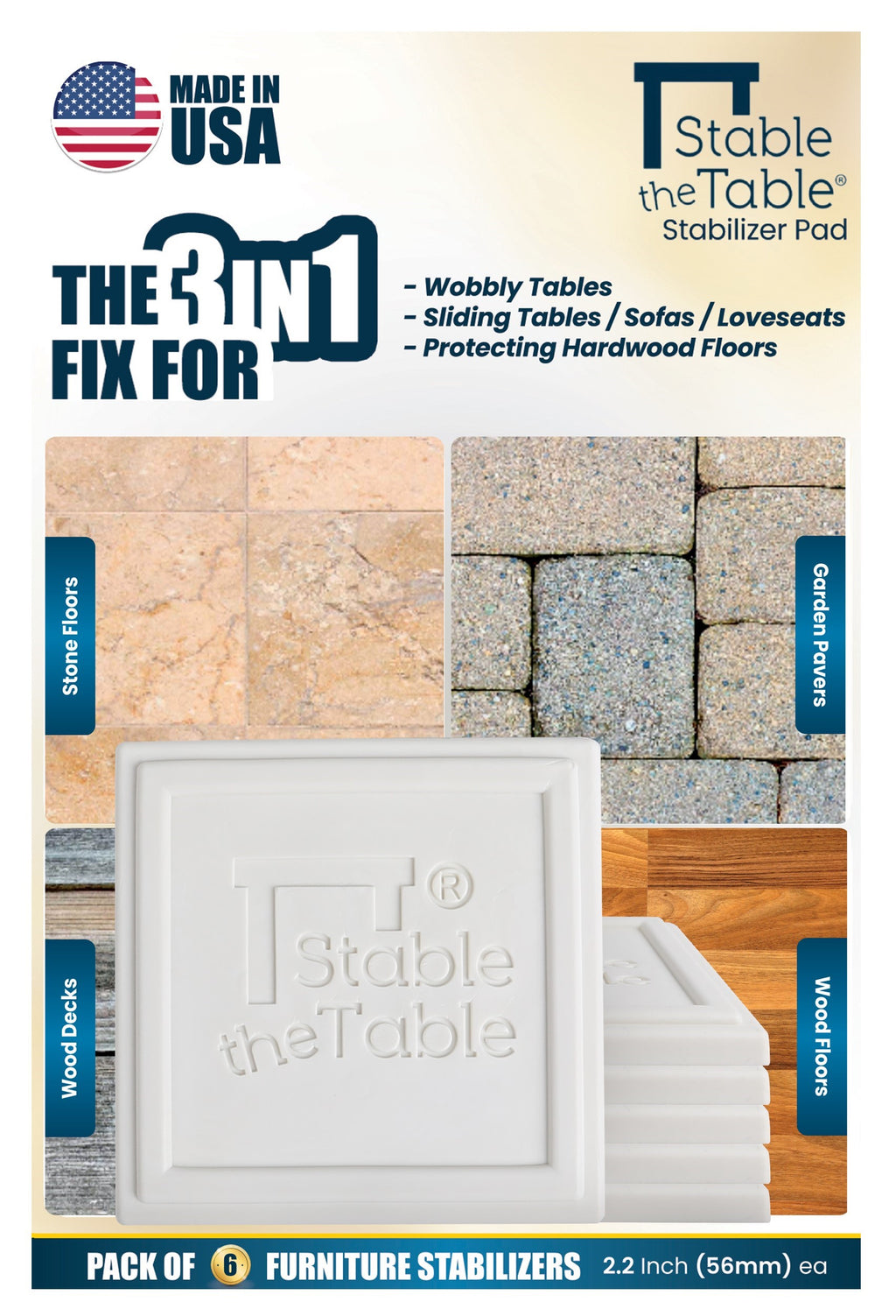 Stable the Table: 6 Pack White Square